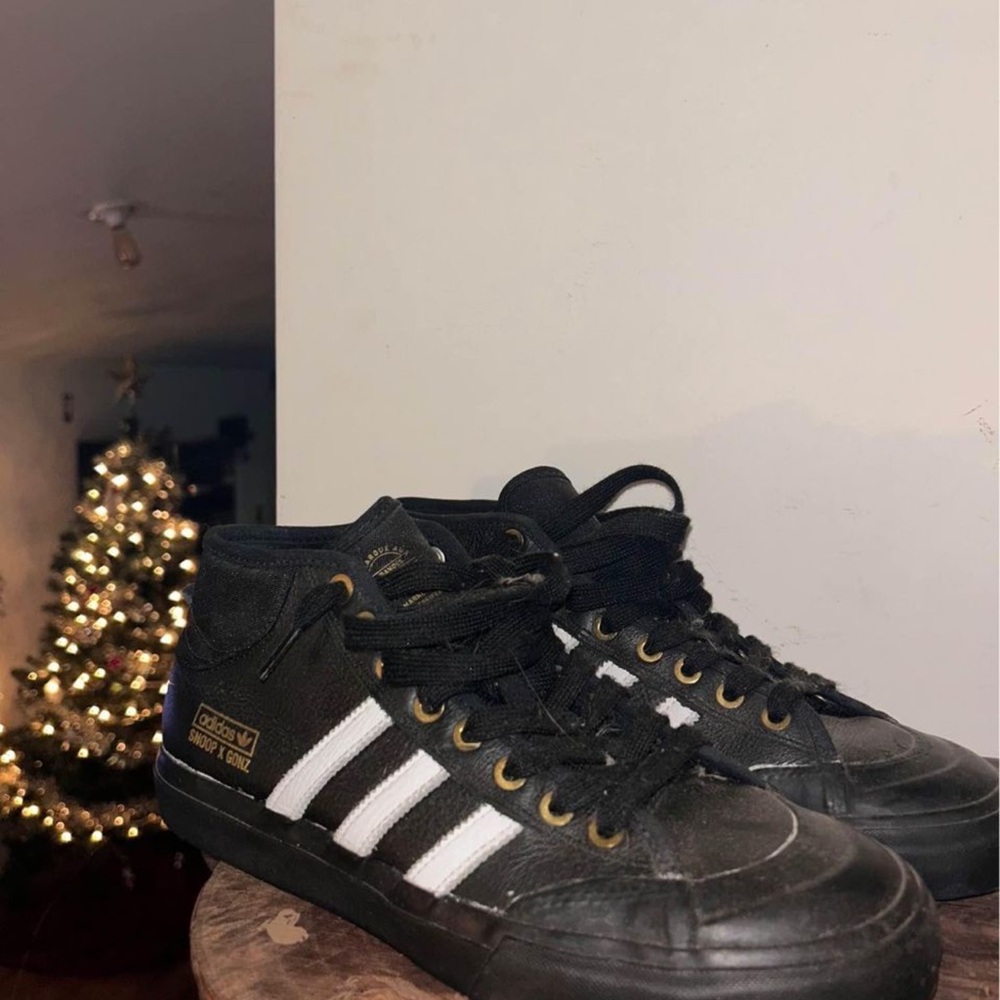 Adidas Black and White High-Top Sneakers